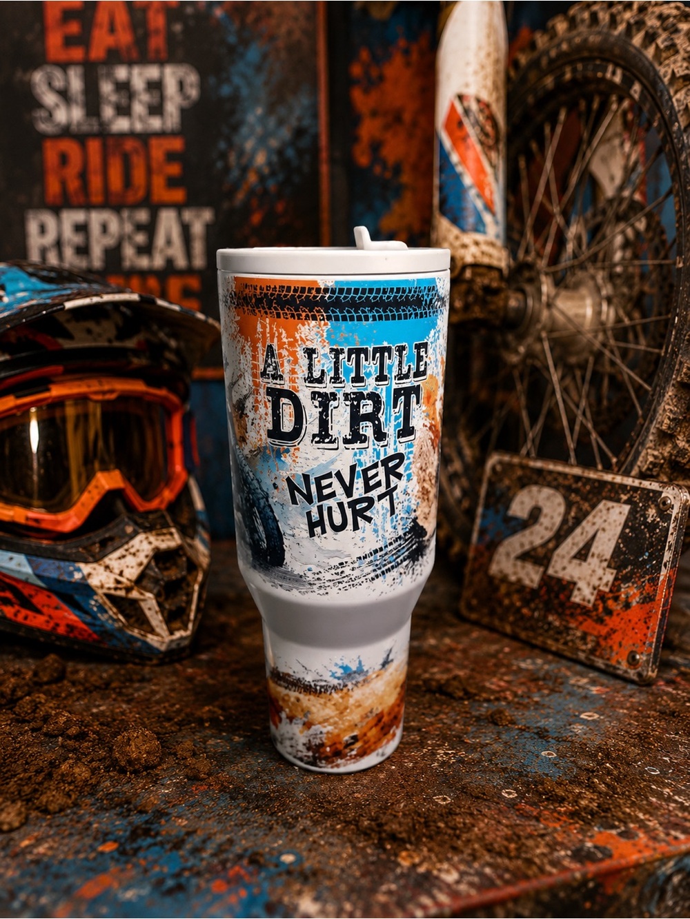 🏁 Dirt Don’t Hurt™ MegaSip Flip Express — 40 oz Tumbler